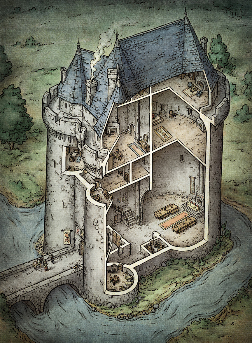 Castle Cutaway Illustration