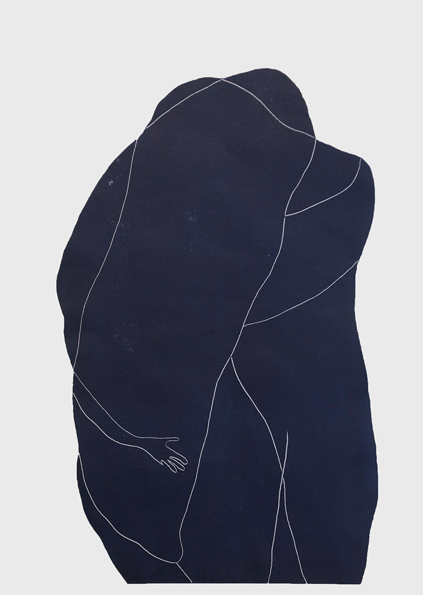 Blue, monoprint, 30x22", 2018