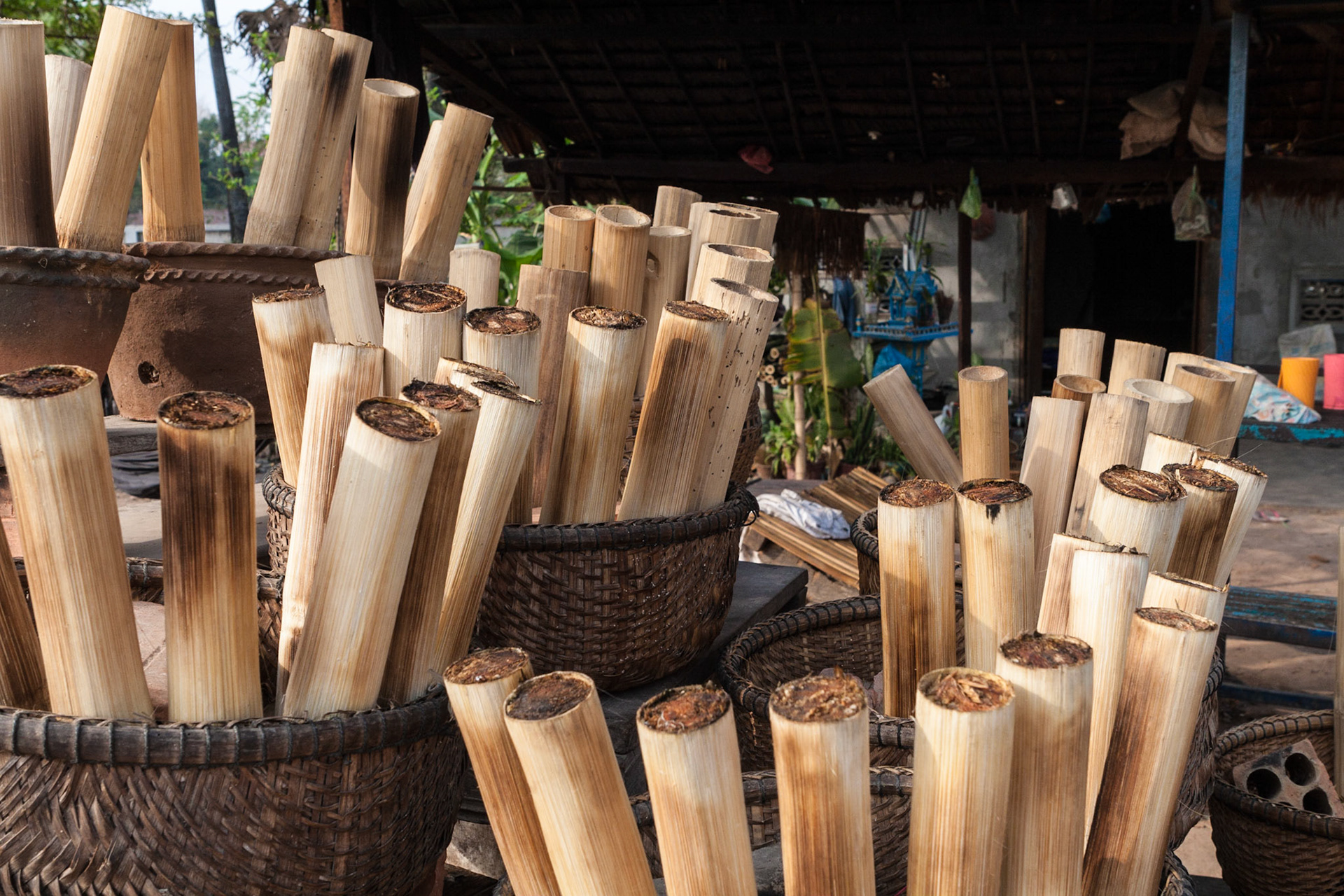 At a roadside stand for sticky rice on the street to Tonle Sap Lake