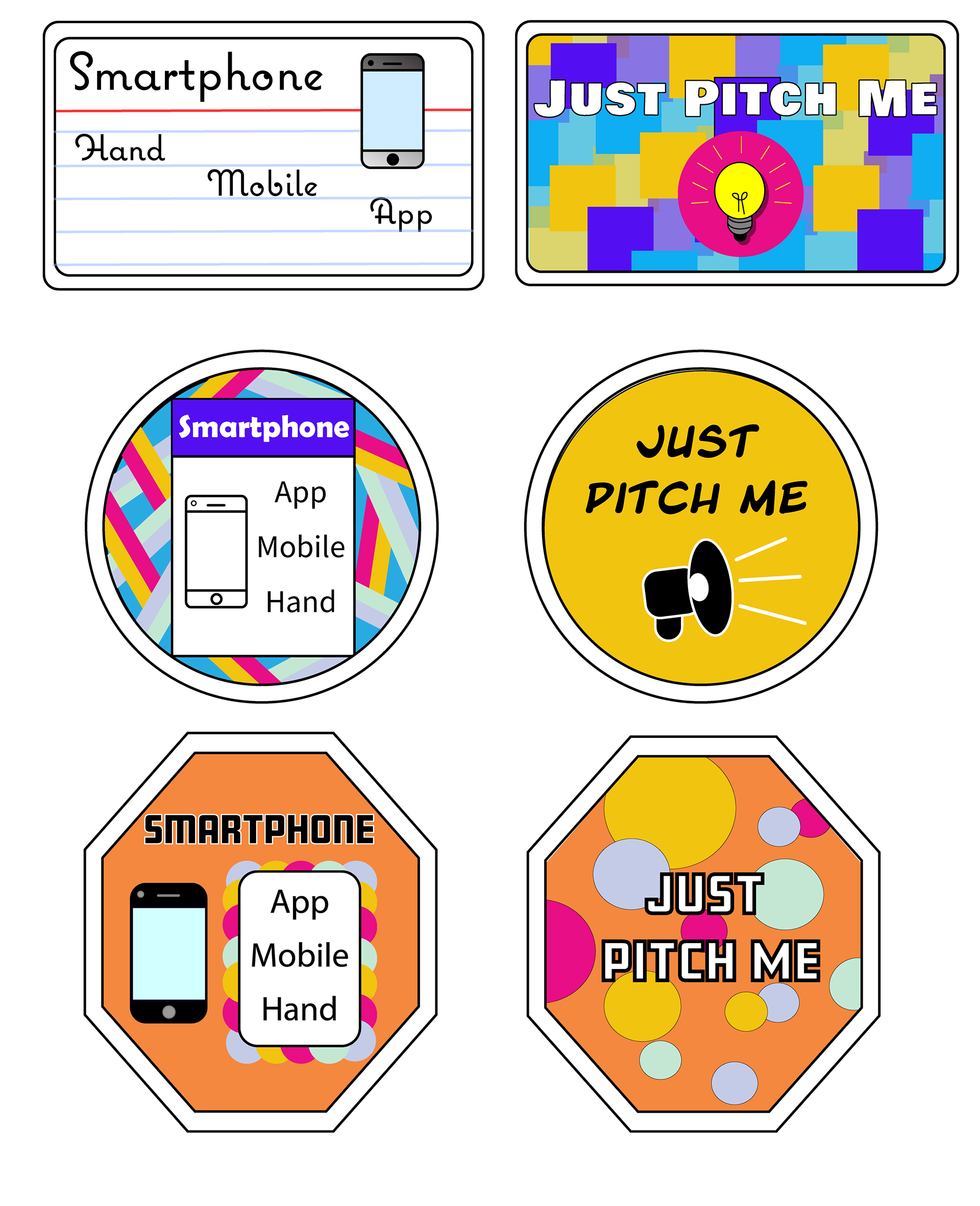 These are the first three design directions I created. I played around with different symbols and color palettes. Also wanted to try using unique shapes and fonts to see which one would fit the overall project message. 