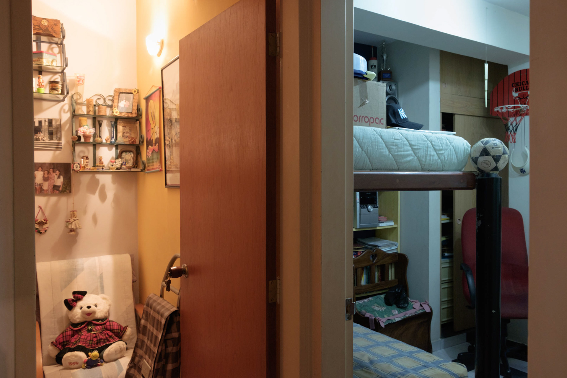 Rooms of Lena, 42, and Yanca, 40, Martín. One left to Guatemala after her company closed. The other one left to Ireland after his partner was mugged at a bus. Caracas, Venezuela, 2017