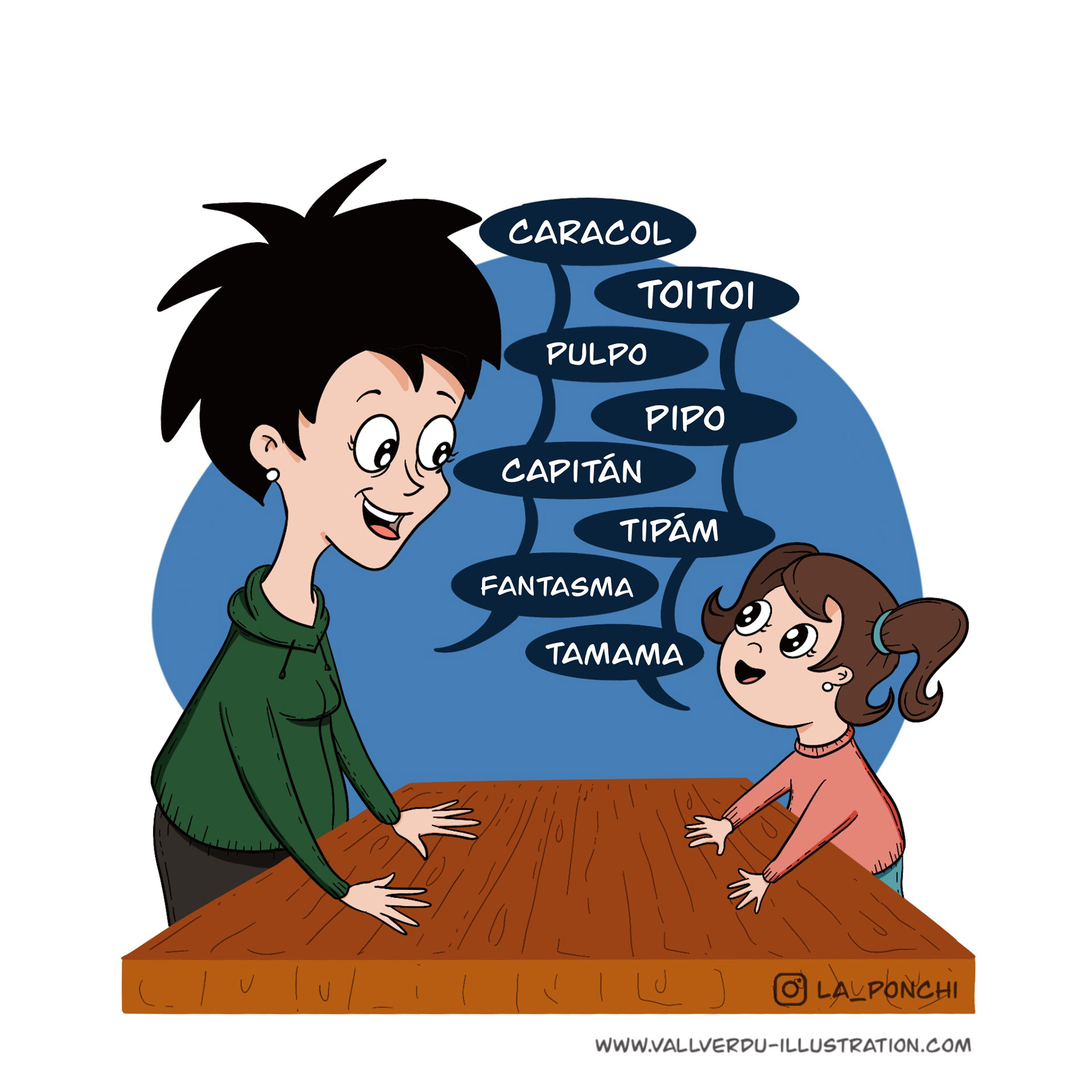 Maternity comic. Illustrated motherhood. Artist mom. Maternity cartoon. Vallverdu-Illustration