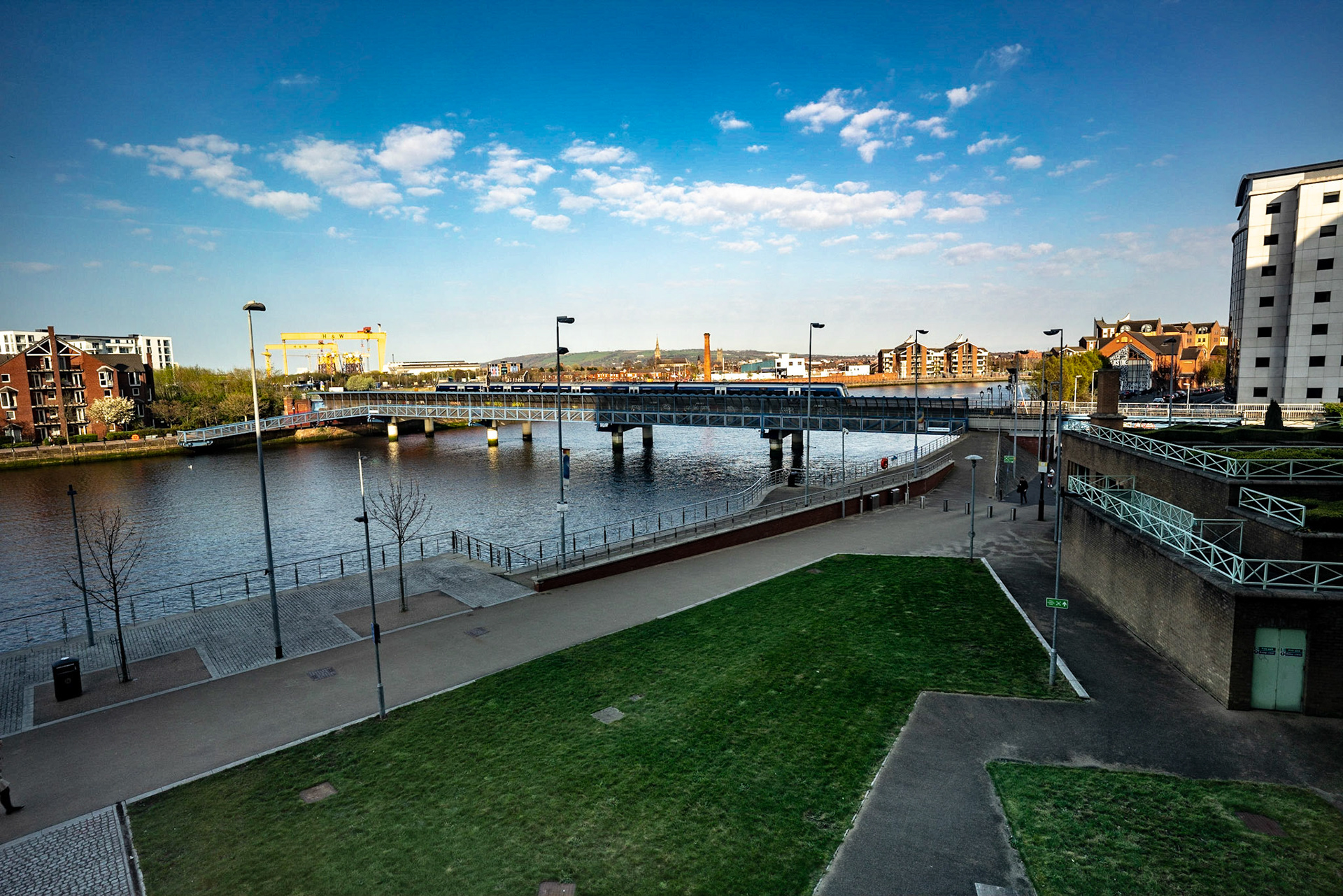 The view from our meeting room at Hilton Belfast
