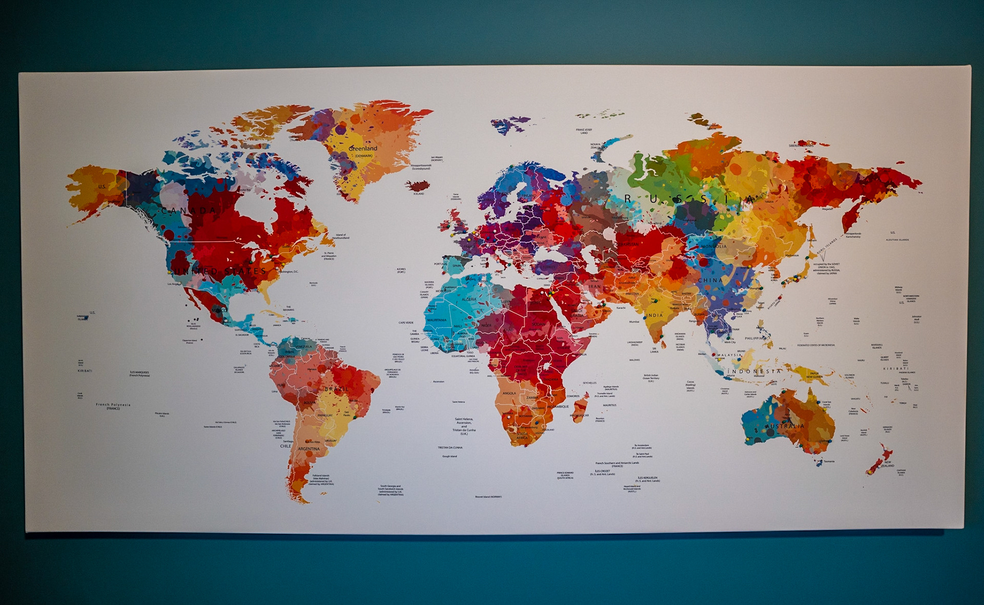 My map of the world with pins in some of the places I have been to