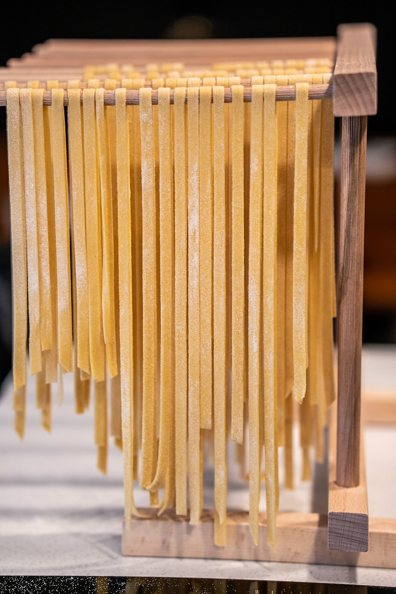 Homemade pasta with te flour from yesterday