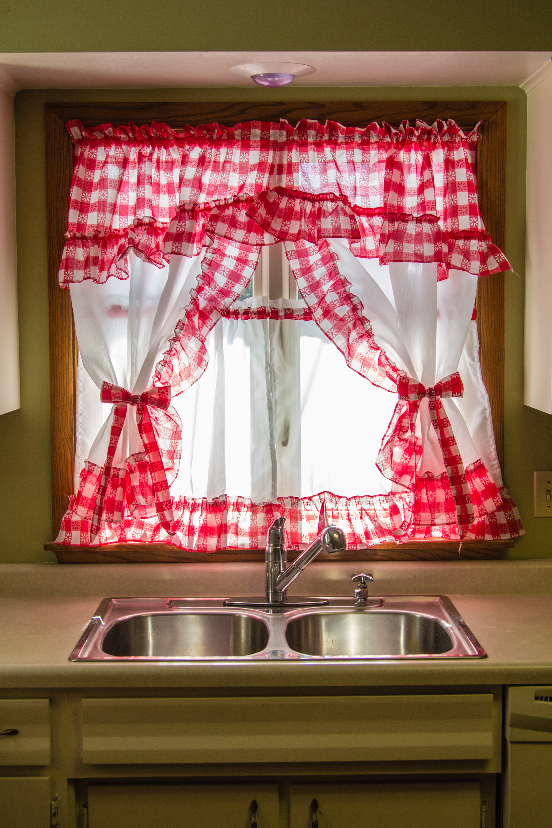 Andrew Bertke Red Gingham Kitchen Curtains