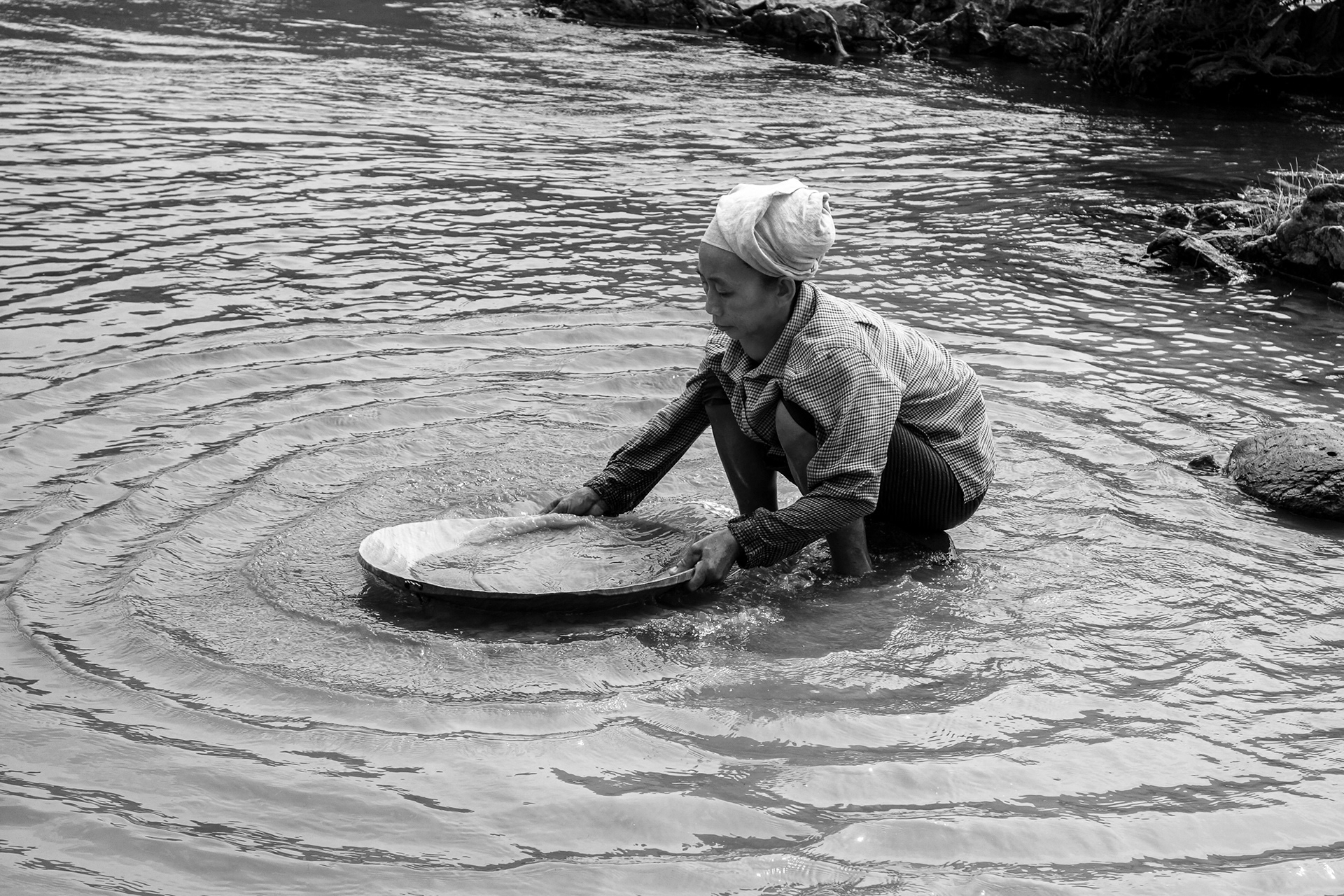 Panning for gold, a few kms down from Dam #2.. Feb. 2013