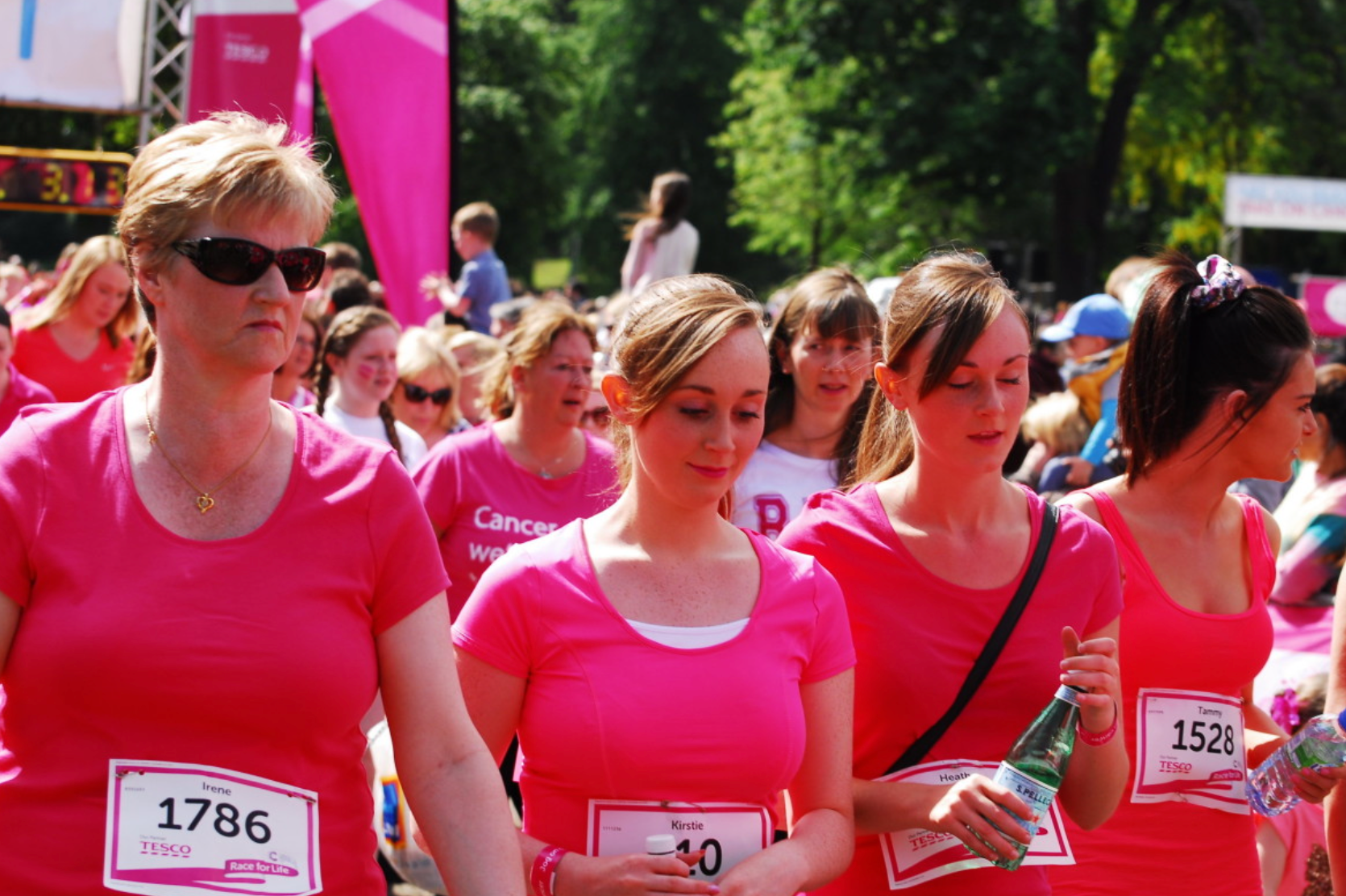 Women running a race to support cancer research