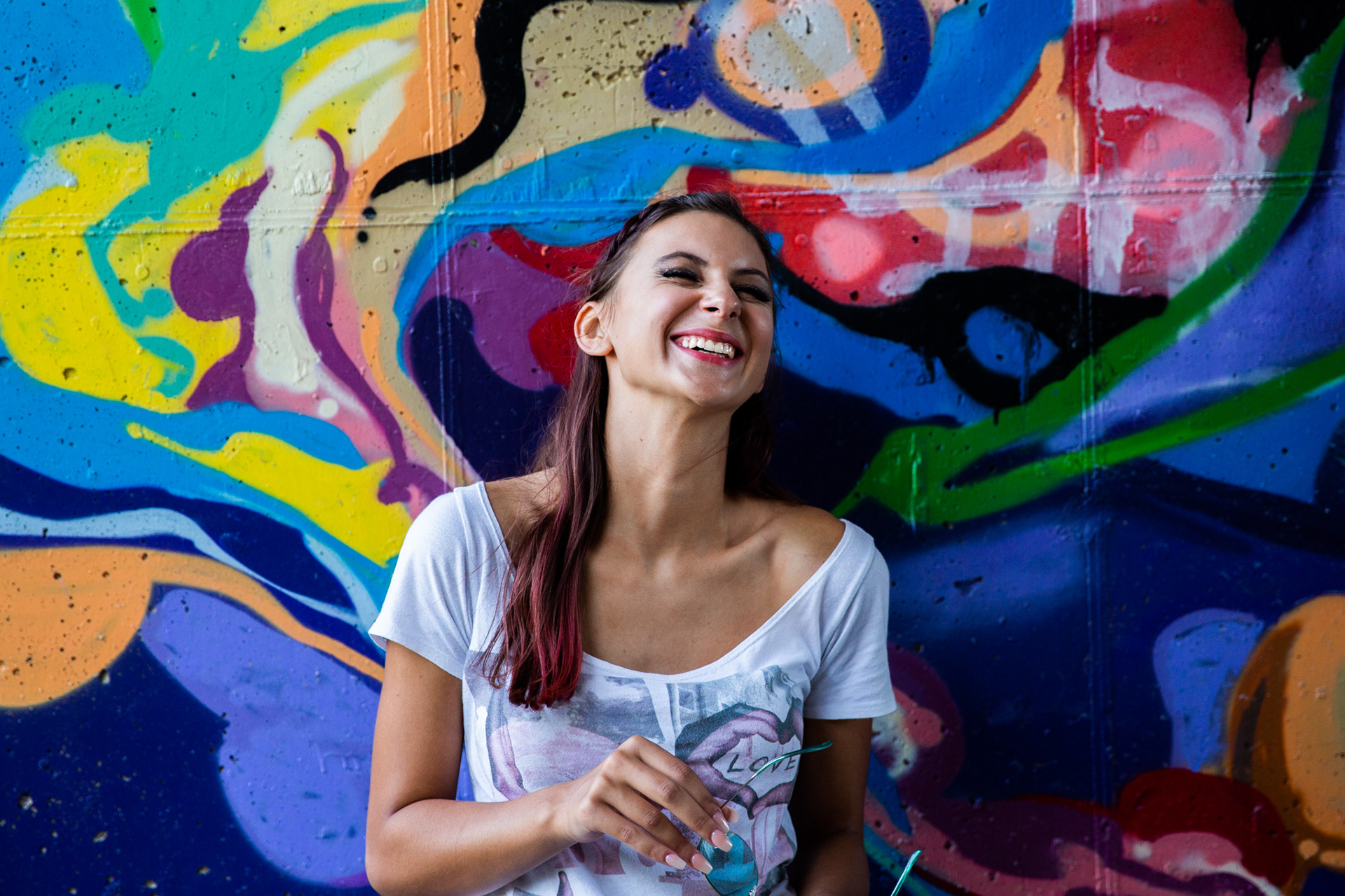 Candid high school senior girl