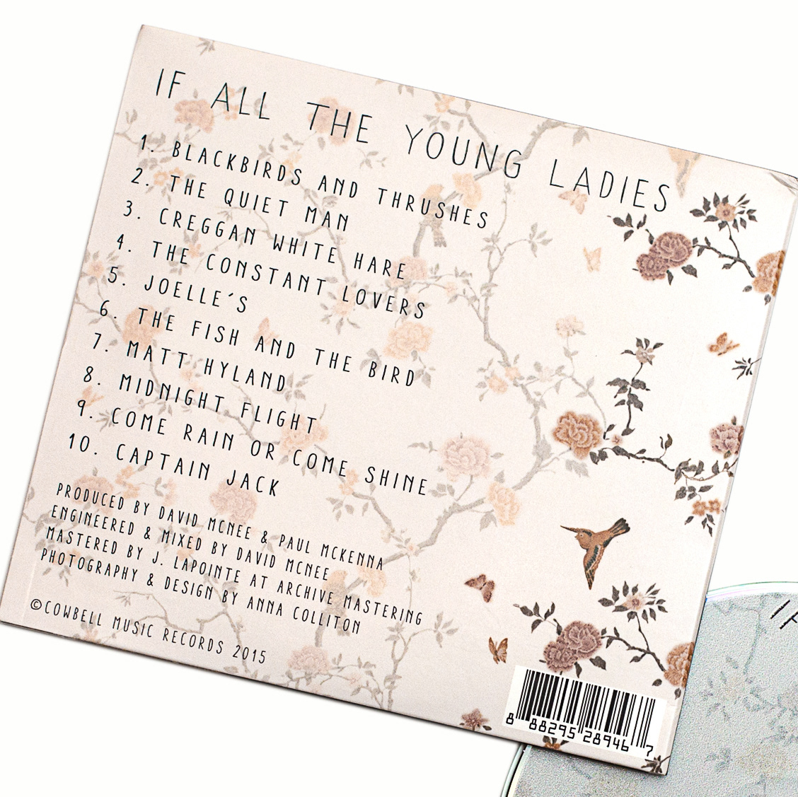 Shannon Quinn's "If All the Young Ladies." Shannon and I had a brilliant time shooting at a shuttered vacation resort, which offered a wonderfully colorful and overgrown setting for her photographs. The pattern in the lyric book is taken from some vintage wallpaper I photographed at a historic home in Ohio several years earlier.