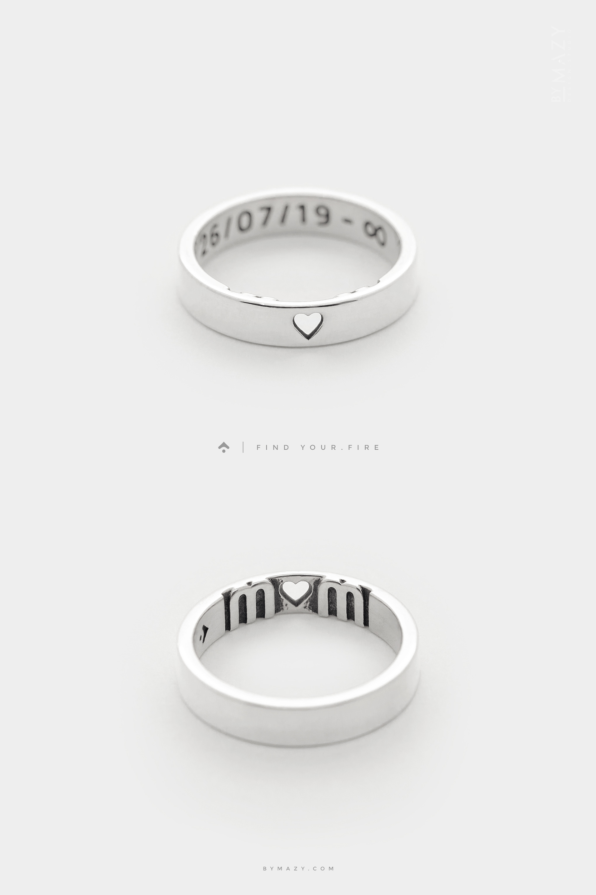 personalized ring, promise ring, initial ring, heart cutout, heart ring, silver ring heart cut out