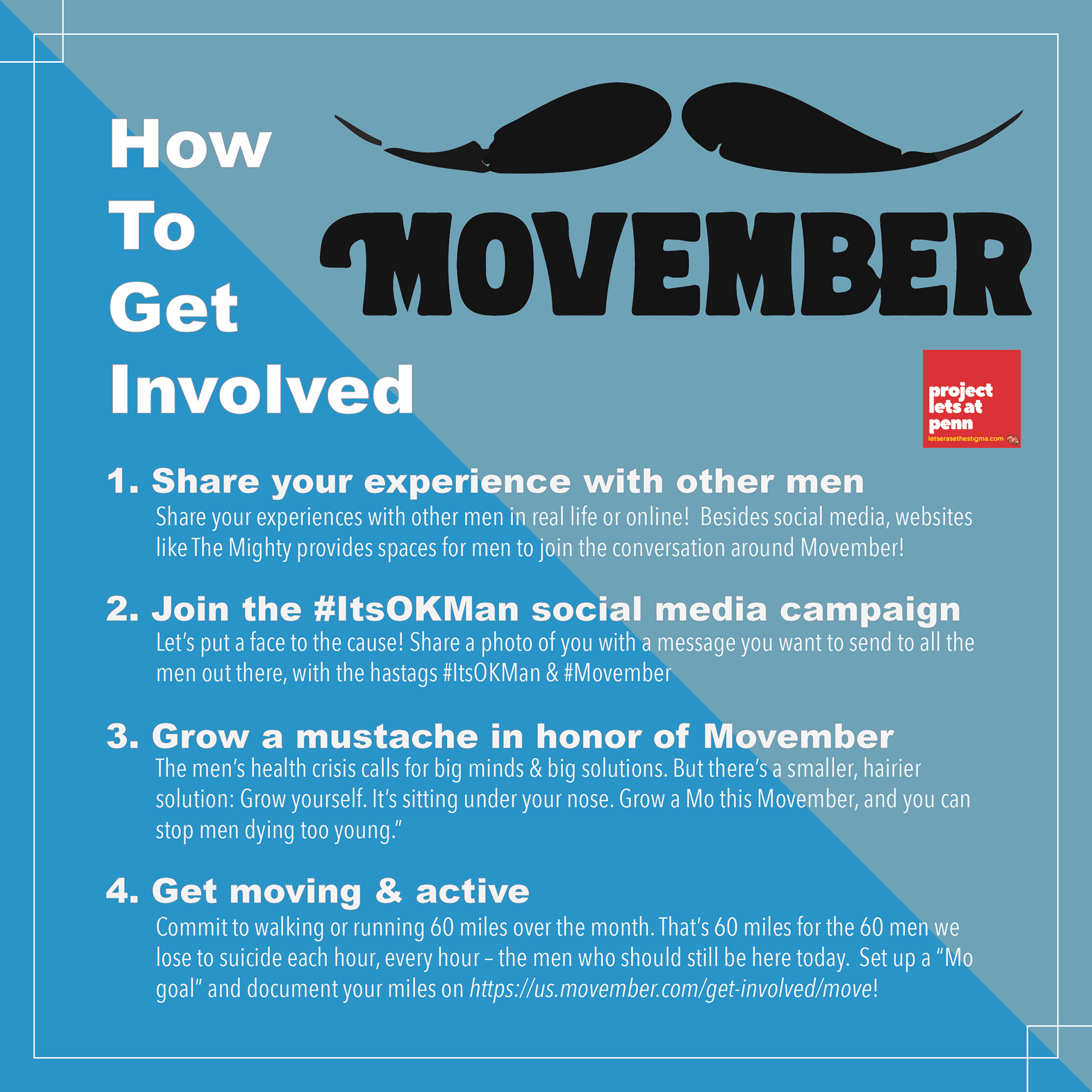 A visual about Movember for Project LETS at Penn's social media & blog