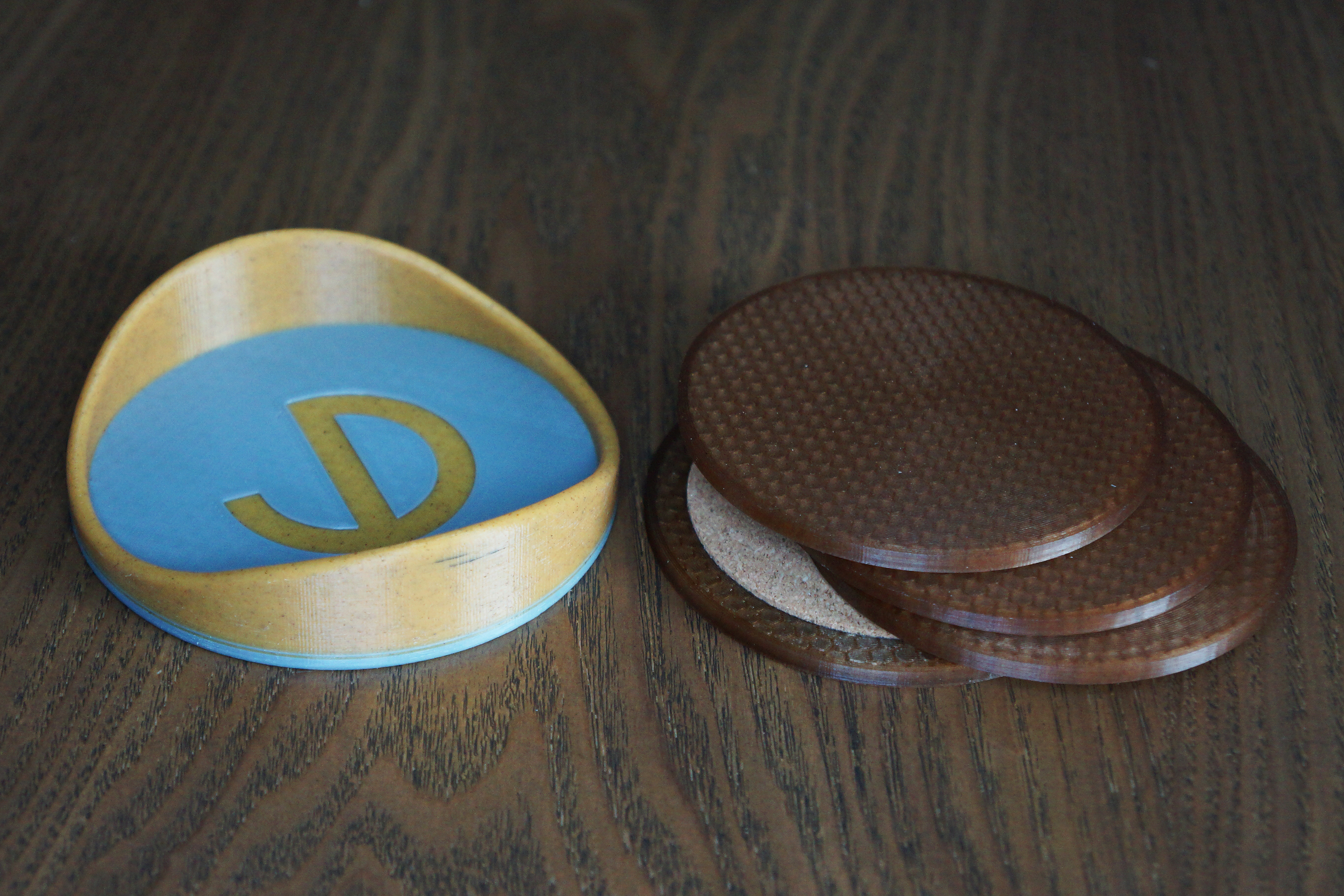 Coasters (made with coffee and beer filament)