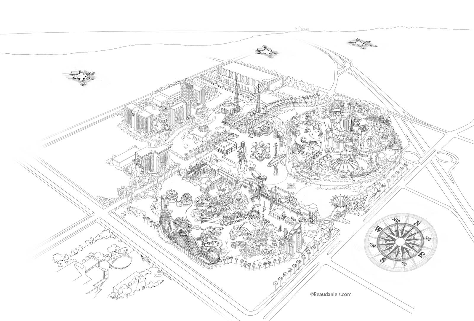 Disney map line art Disney map 50th anniversary.