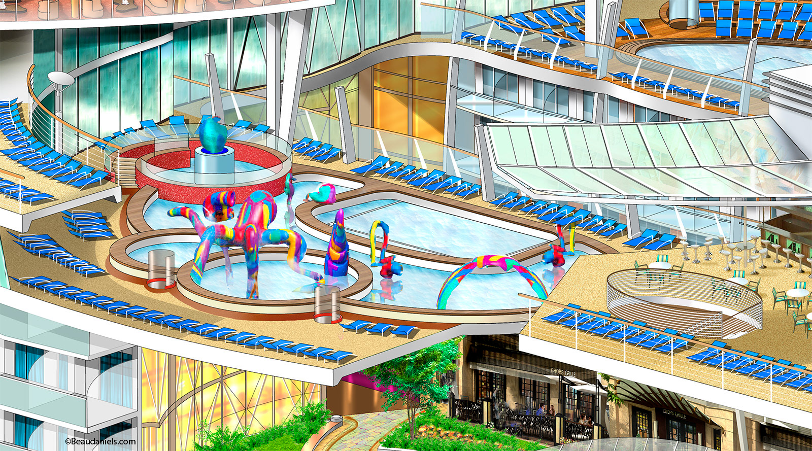 Allure of the Seas, children play pool.