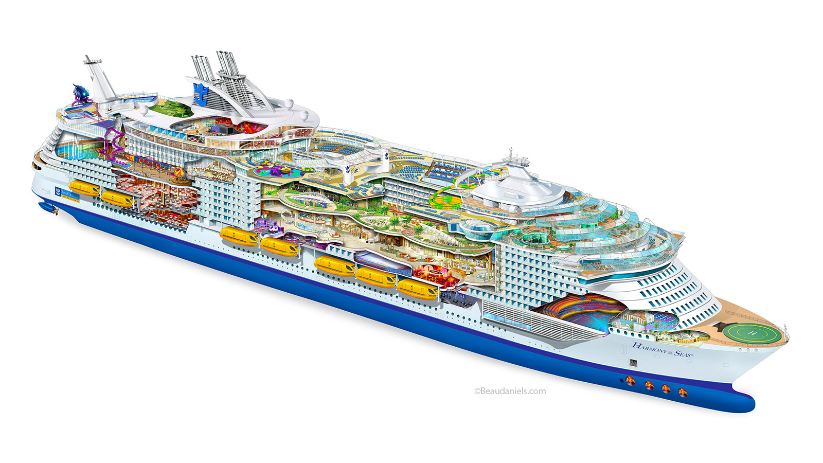 Full cutaway illustration of the Harmony of the Seas.