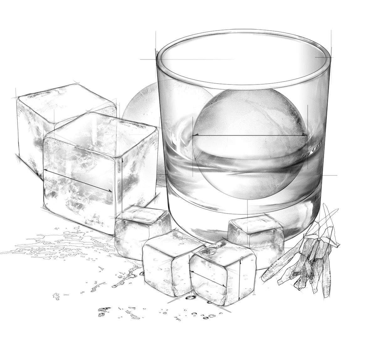 Restoration Hardware. Quench, ice cubes.