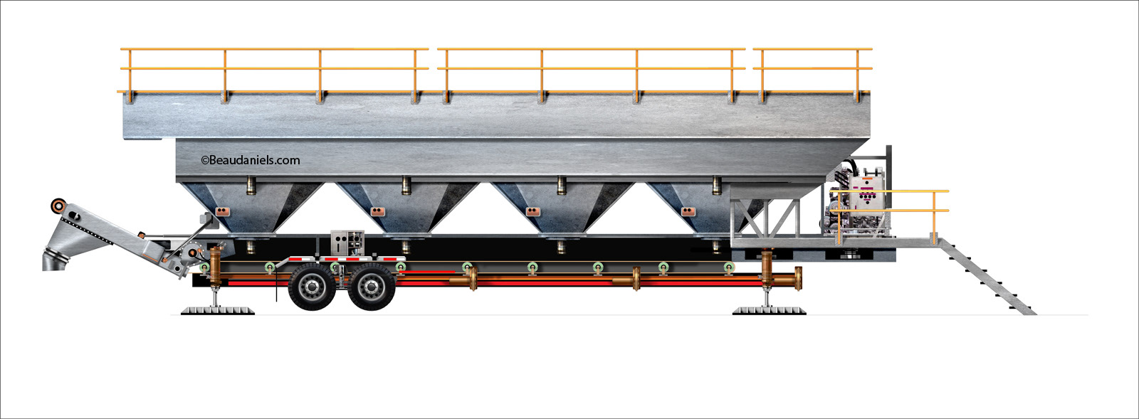Oil field sand storage truck, line art in illustrator, painted in photoshop.