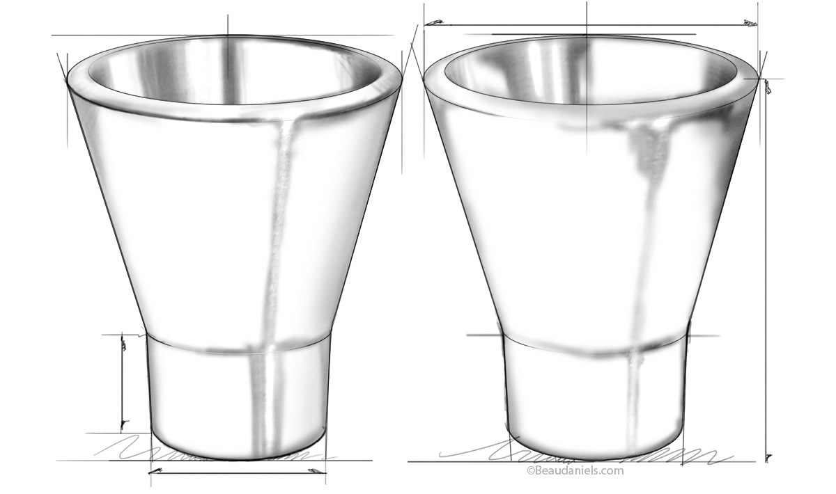 Restoration Hardware, Stainless steel shot glasses.