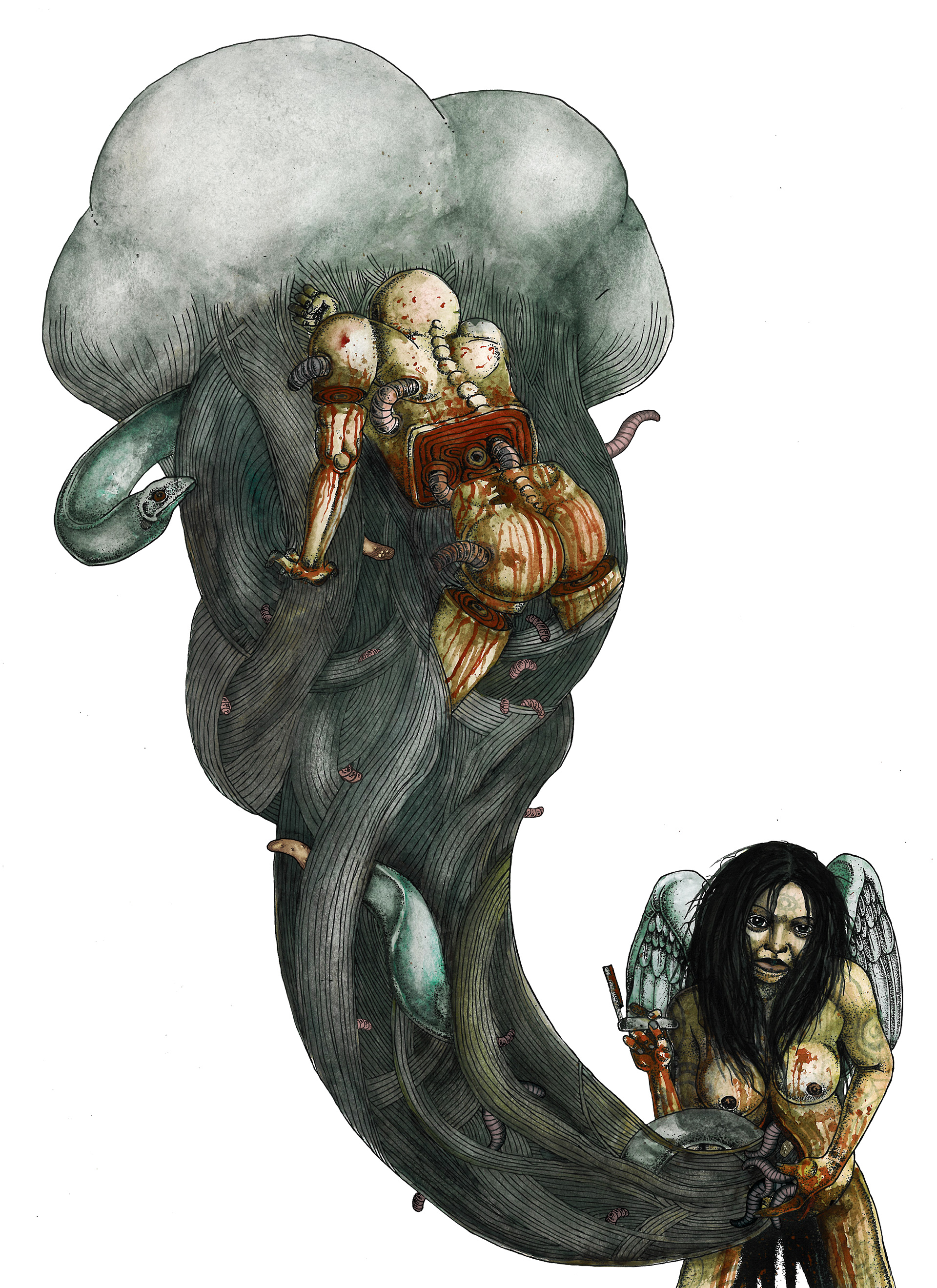 Ink & watercolour on paper