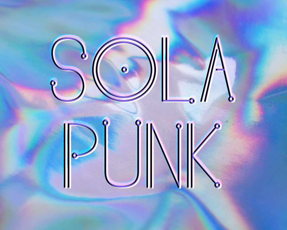 an example of a geometric font named SOLAPUNK.