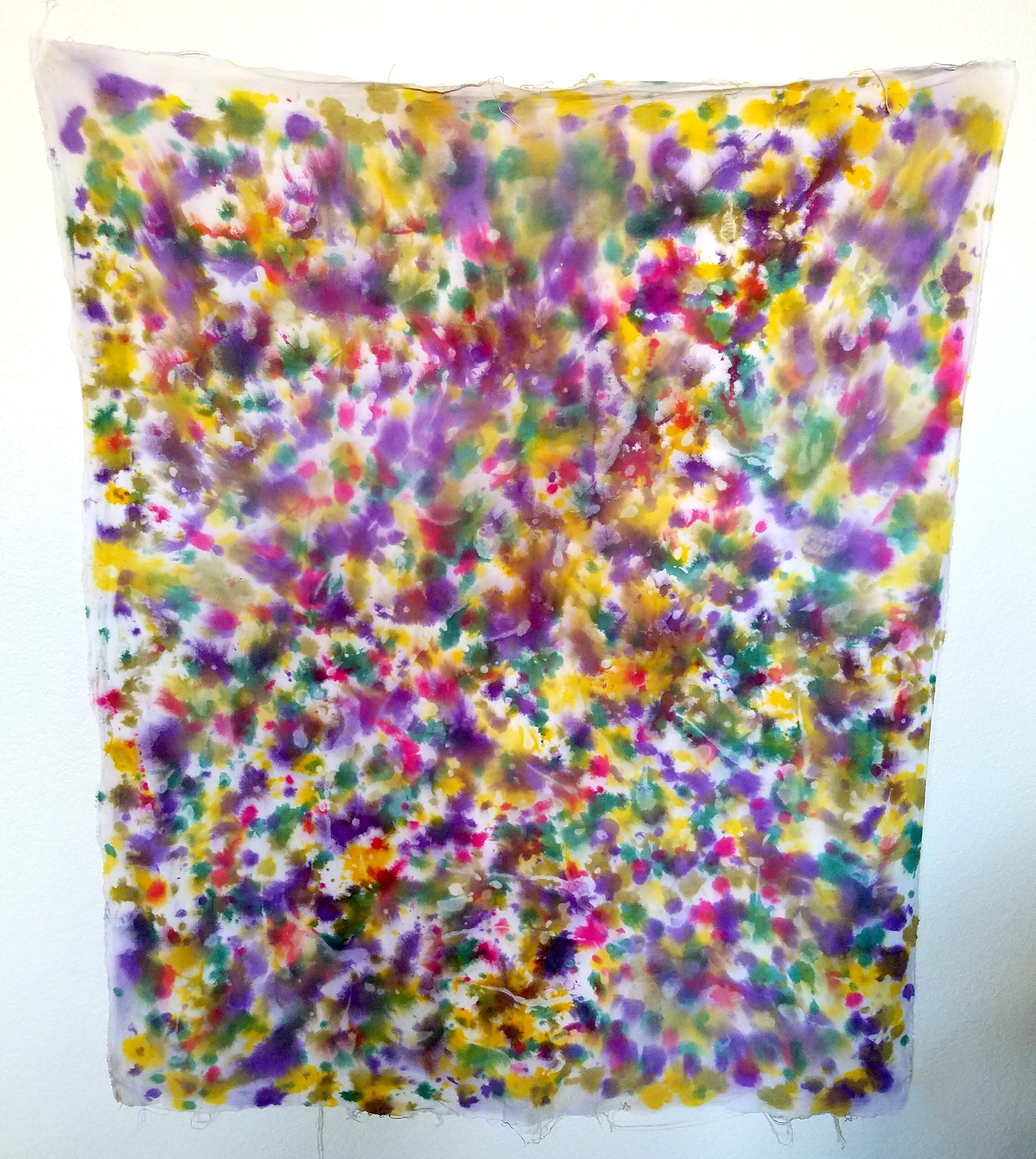 Flower Field, Dye and Potato Starch on Fleece, Spring 2018