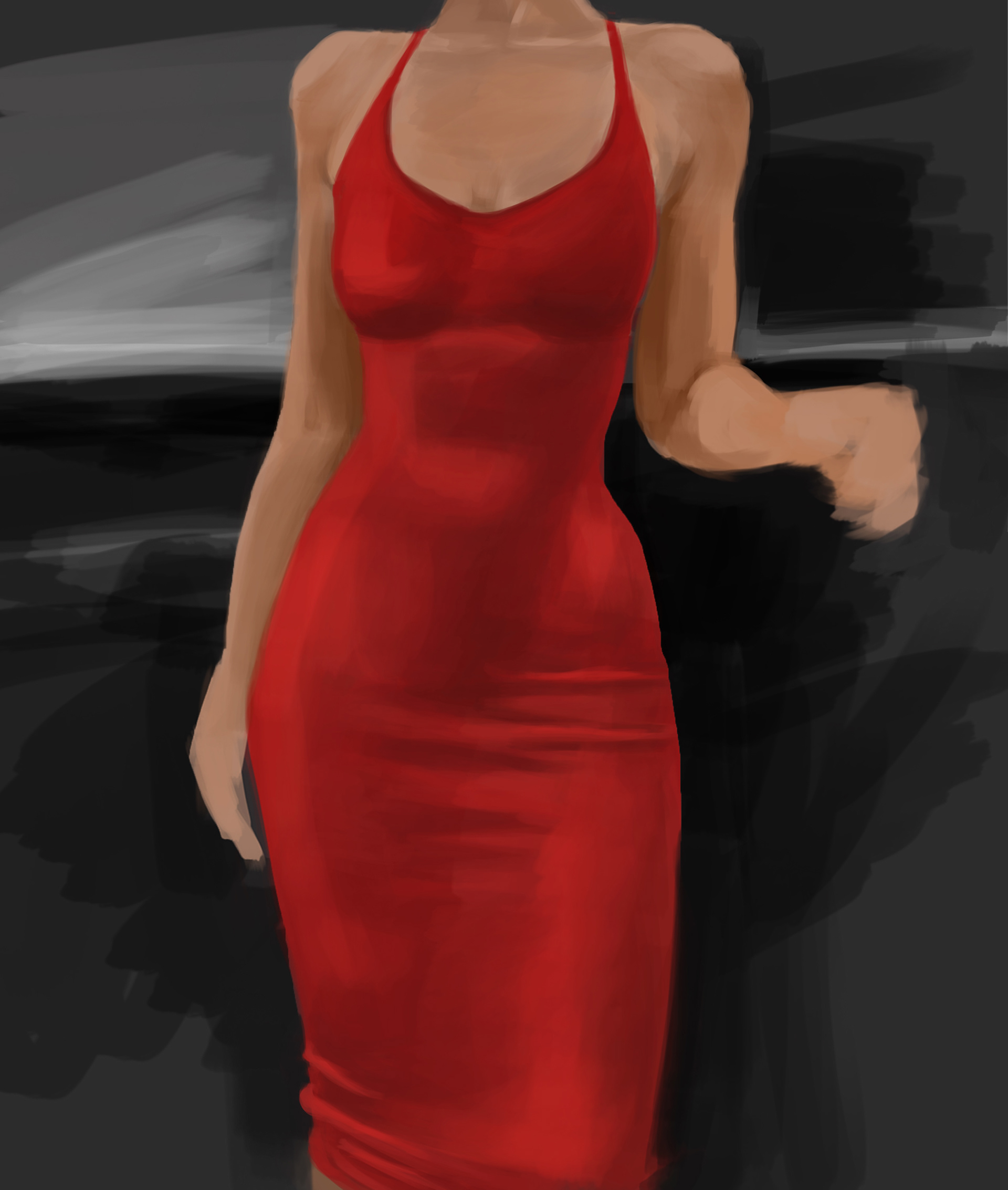 Photo study mainly focusing on the shapes of the body and dress