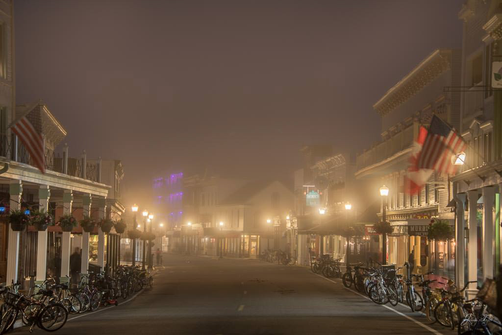 Foggy night on Mackinac Island