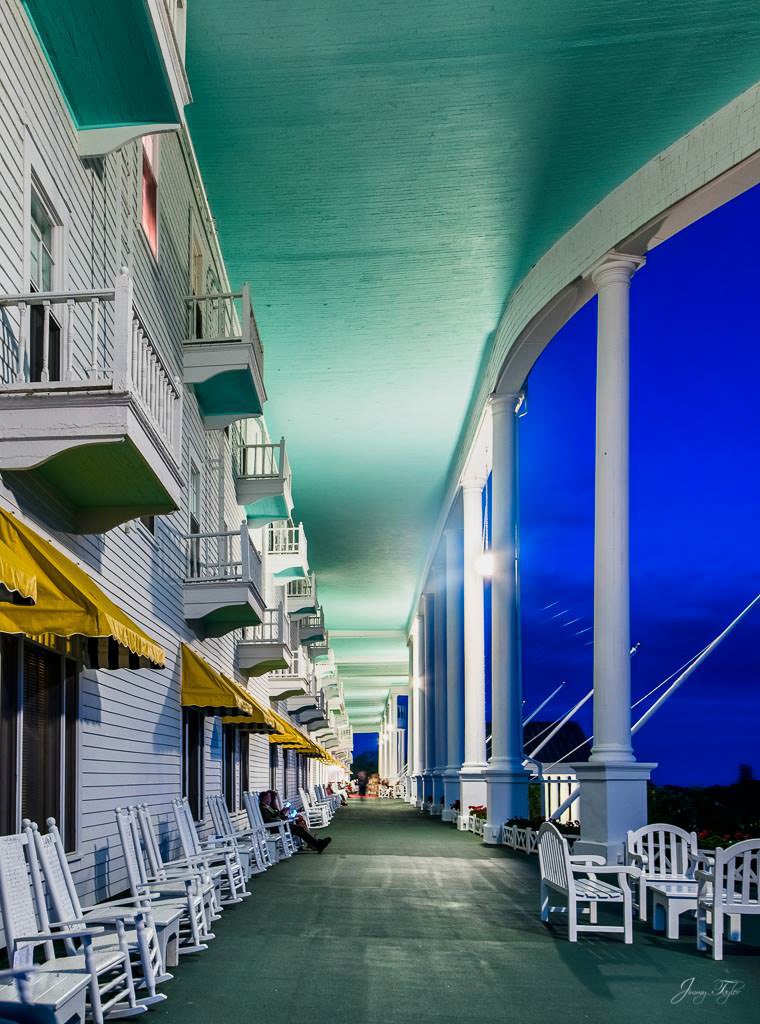 The Grand Hotel, Mackinac Island - Beautiful night image on the porch
