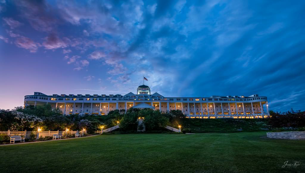 Beautiful night image from the lawn at The Grand Hotel, Mackinac Island 
