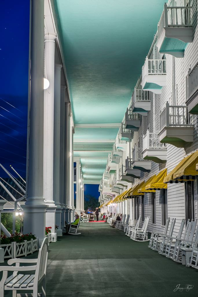 The Grand Hotel, Mackinac Island - Beautiful night image on the porch