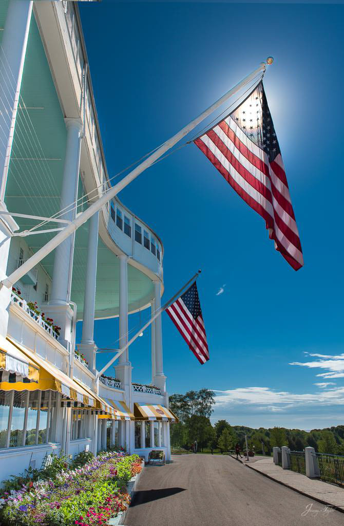 Beautiful Blue Skies with The Grand Hotel, Mackinac Island