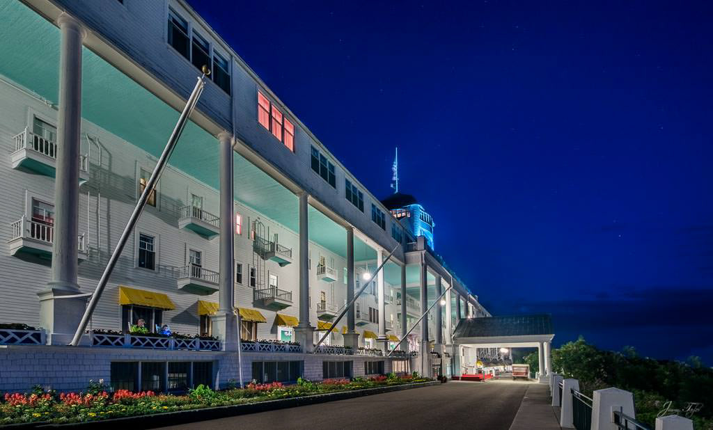 The Grand Hotel, Mackinac Island - Beautiful night image of the front porch