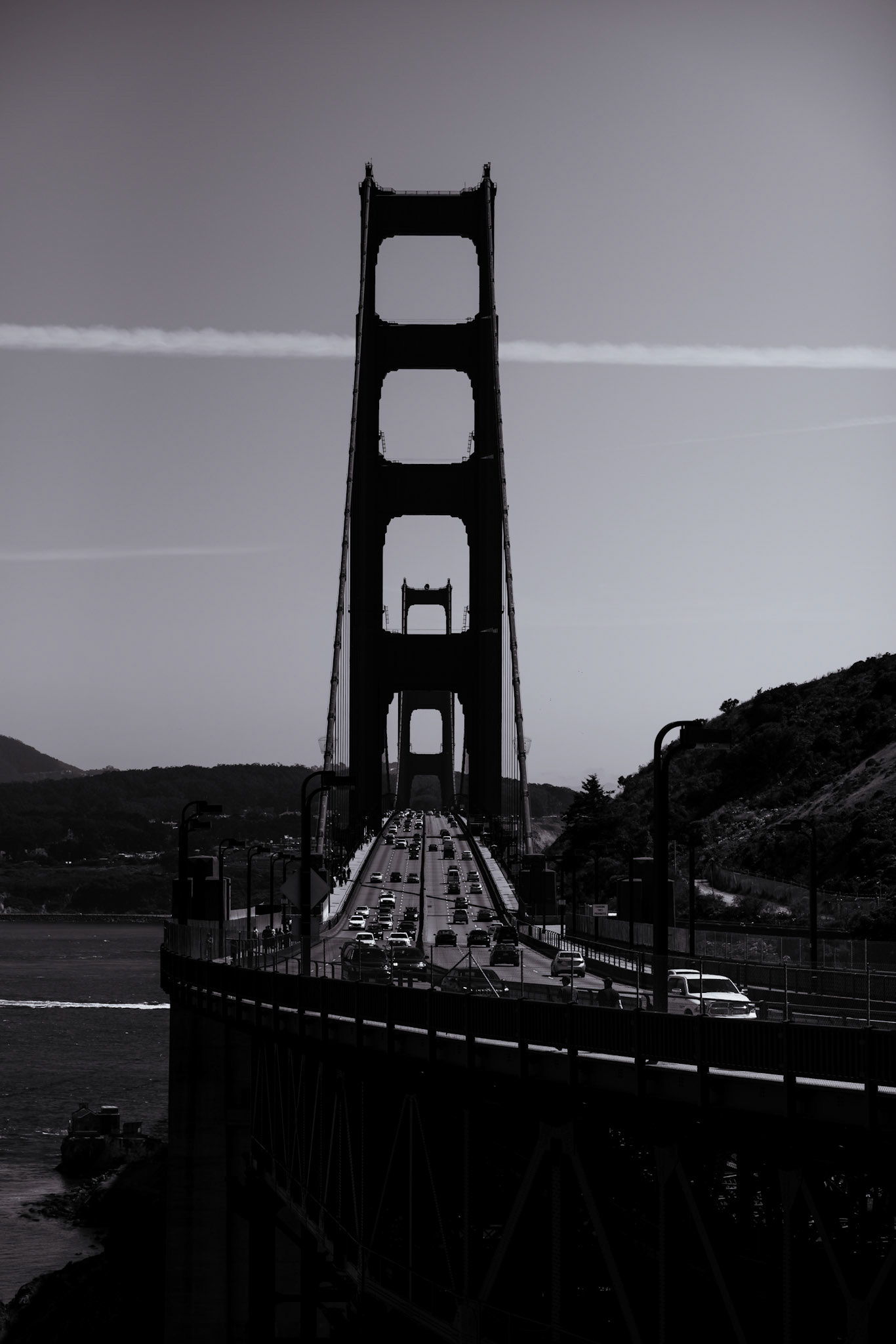 A southward view of the Golden Gate in San Francisco.