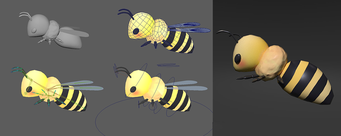 Bee Model, Retopology, Rig, Texture