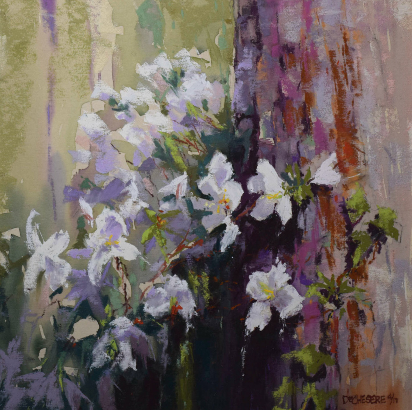 Azaleas on Pine - Pastel