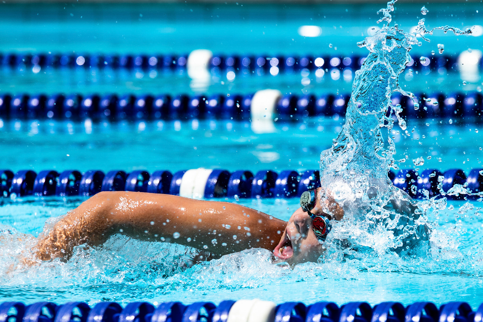 Denton's Julia Elington swims during the Girls 12 &amp; Under 200 SC Meter Freestyle Relay on July 20, 2018, during the 2018 Davidson County Aquatics Association at Brookeside Swim Club in Lexington, North Carolina.