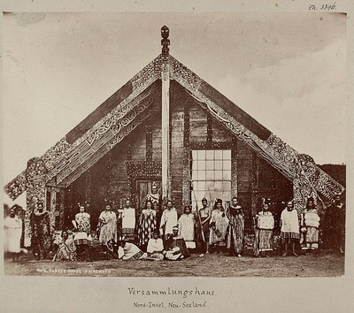 Meeting house (runanga) in Ohinemutu, North Island - New Zealand. (Reischek Collection). Vienna World Museum, photo 3.396