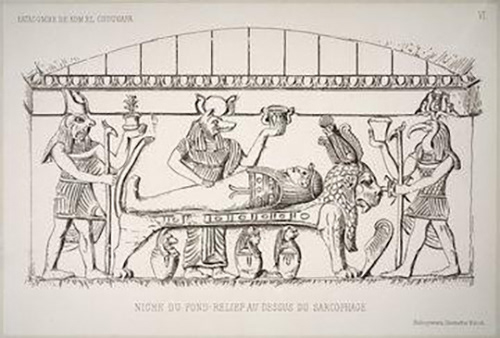 Photographic reproduction of plate VI made by E. Gilliéron from: F.W. von Bissing: La catacombe nouvellement découverte de Kom el Chougafa (1901). Institute for Art History of the University of Vienna, photo collection.