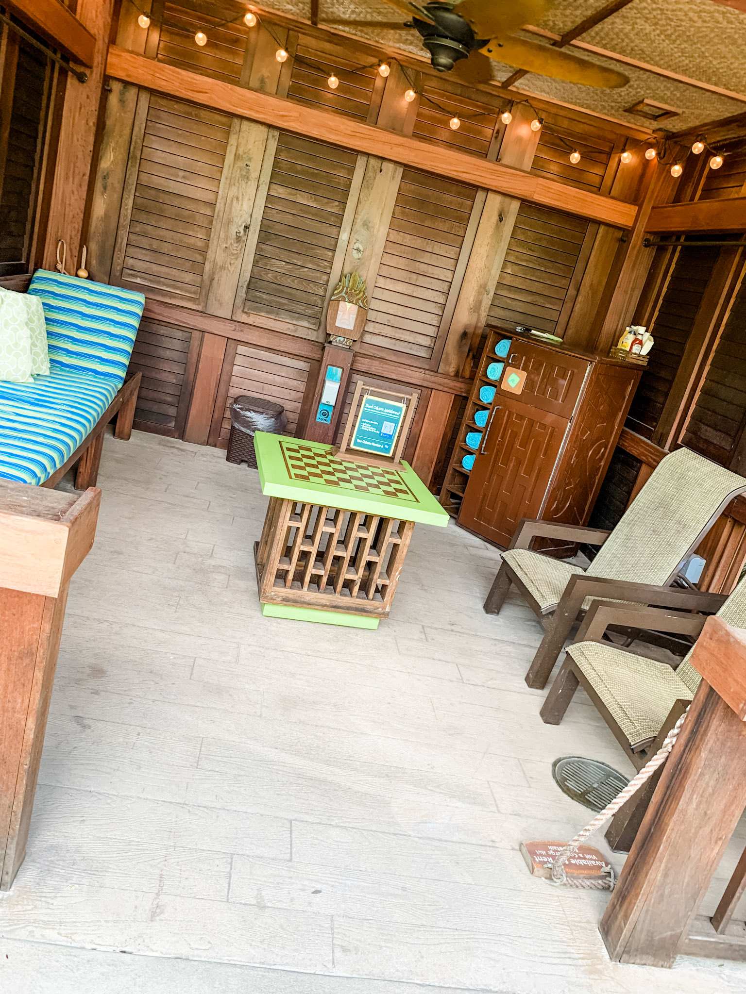 Private Cabana - featuring seating, amenities, and personal Tapu Tapu ride scanner!