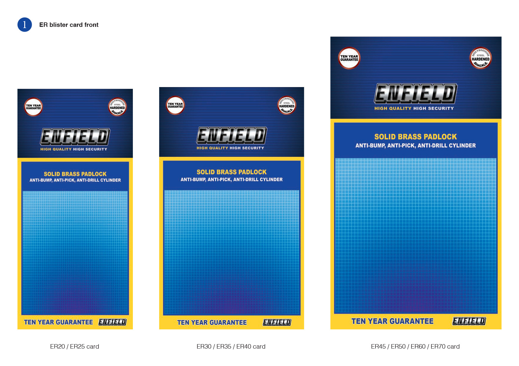 Blister pack cards: 3 sizes