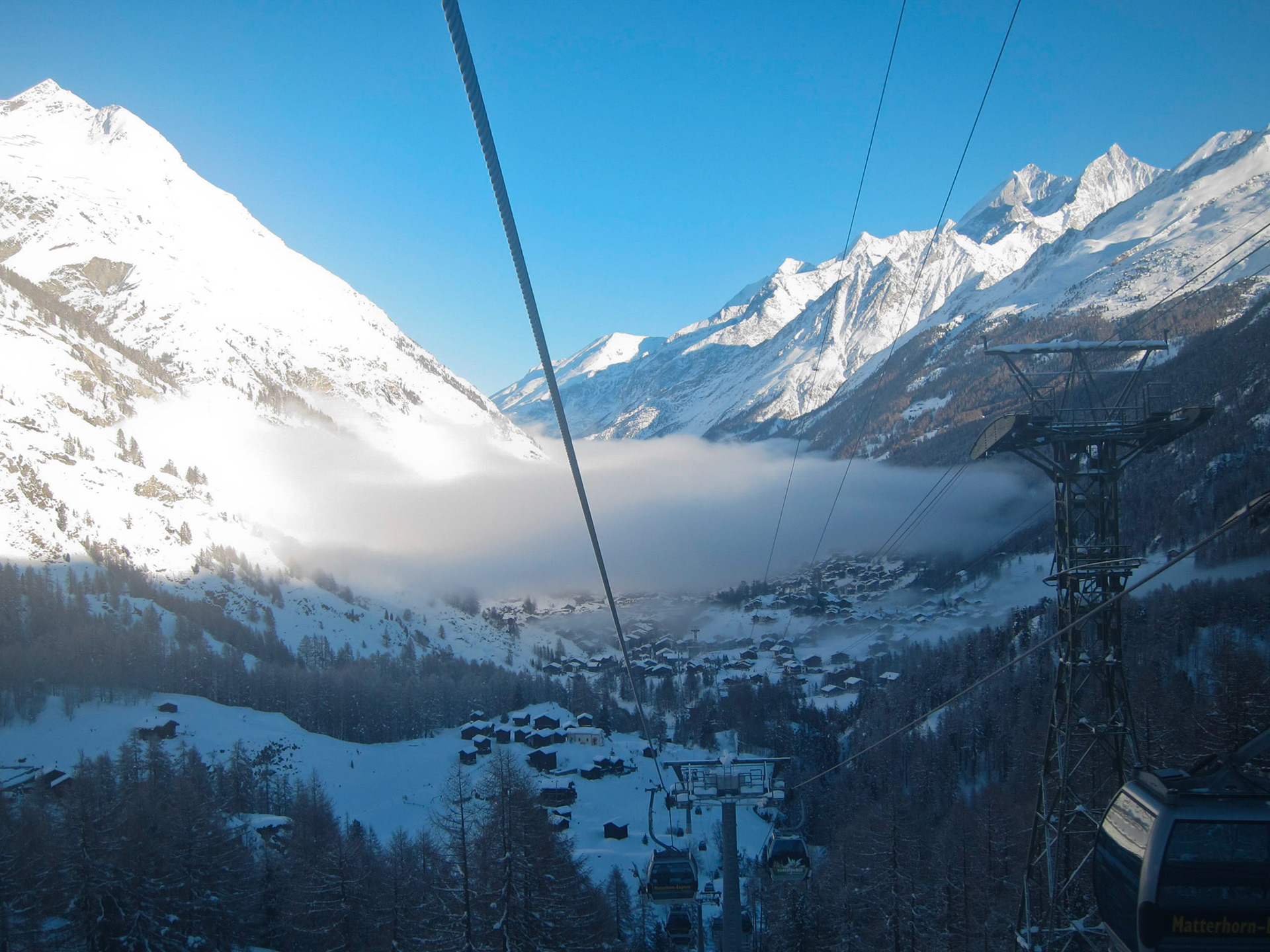 Zermatt covered in a blanket of cloud