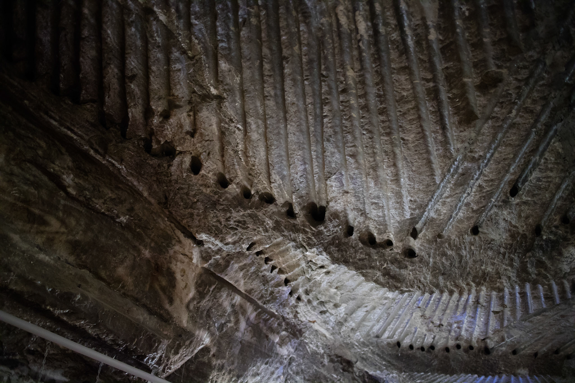 Pickaxe marks in the rock salt