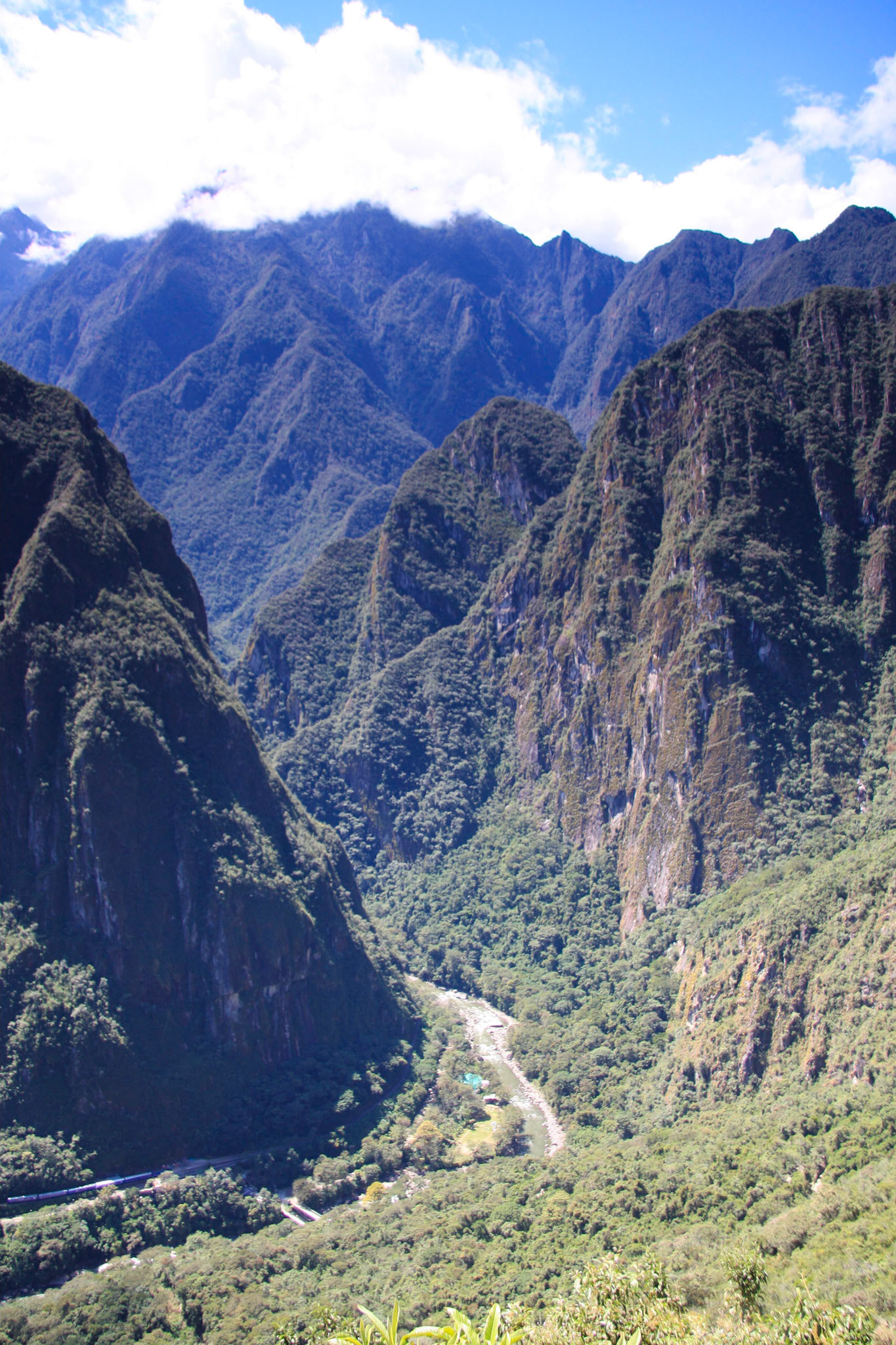 View of Urubamba Valley and Aguas Calientes, from Machu Picchu
