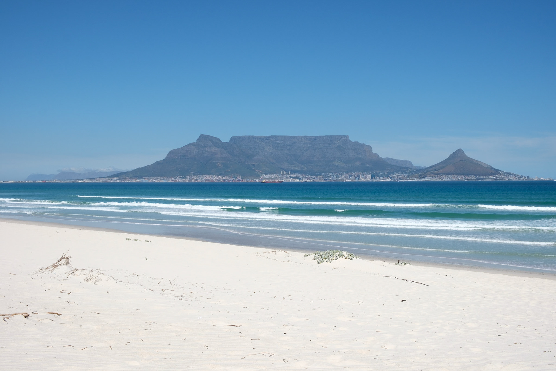 Table Mountain, from Dolphin Beach, Table Bay