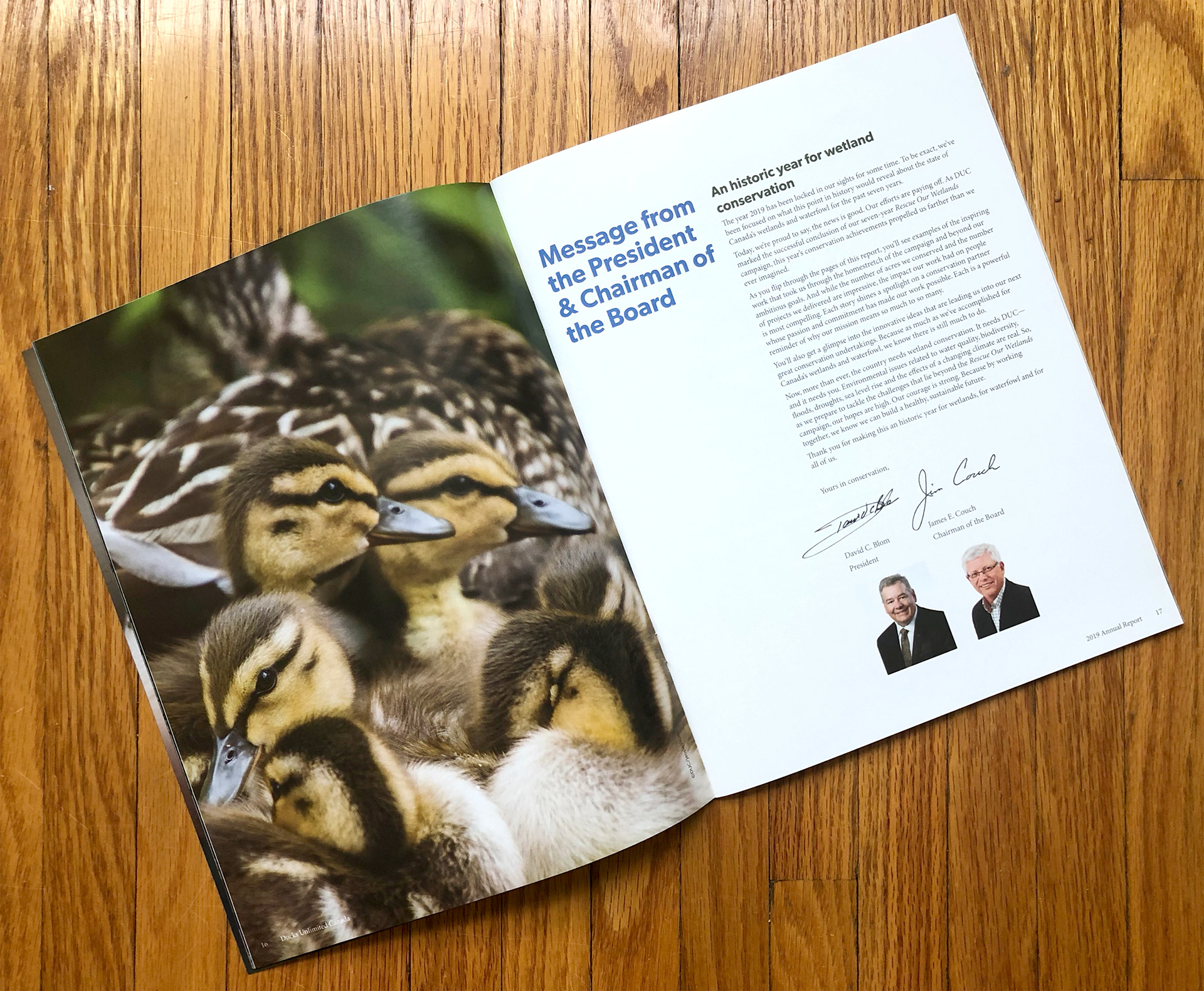 Message from the President and Chairman of the Board from Ducks Unlimited Canada's 2019 Annual Report