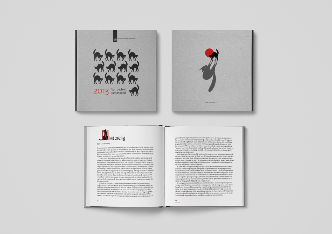 Book cover design by Sz+ and Ien van Laanen for SCP (The Netherlands). Van pech en rampspoed (On bad luck and disaster) New year's gift, 2013