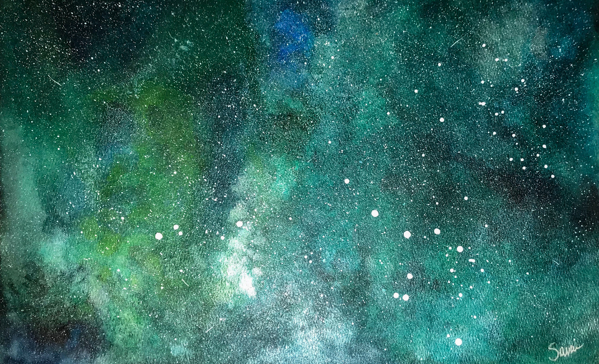 emerald city galaxy. 11x15. watercolor on paper. march 12, 2018.