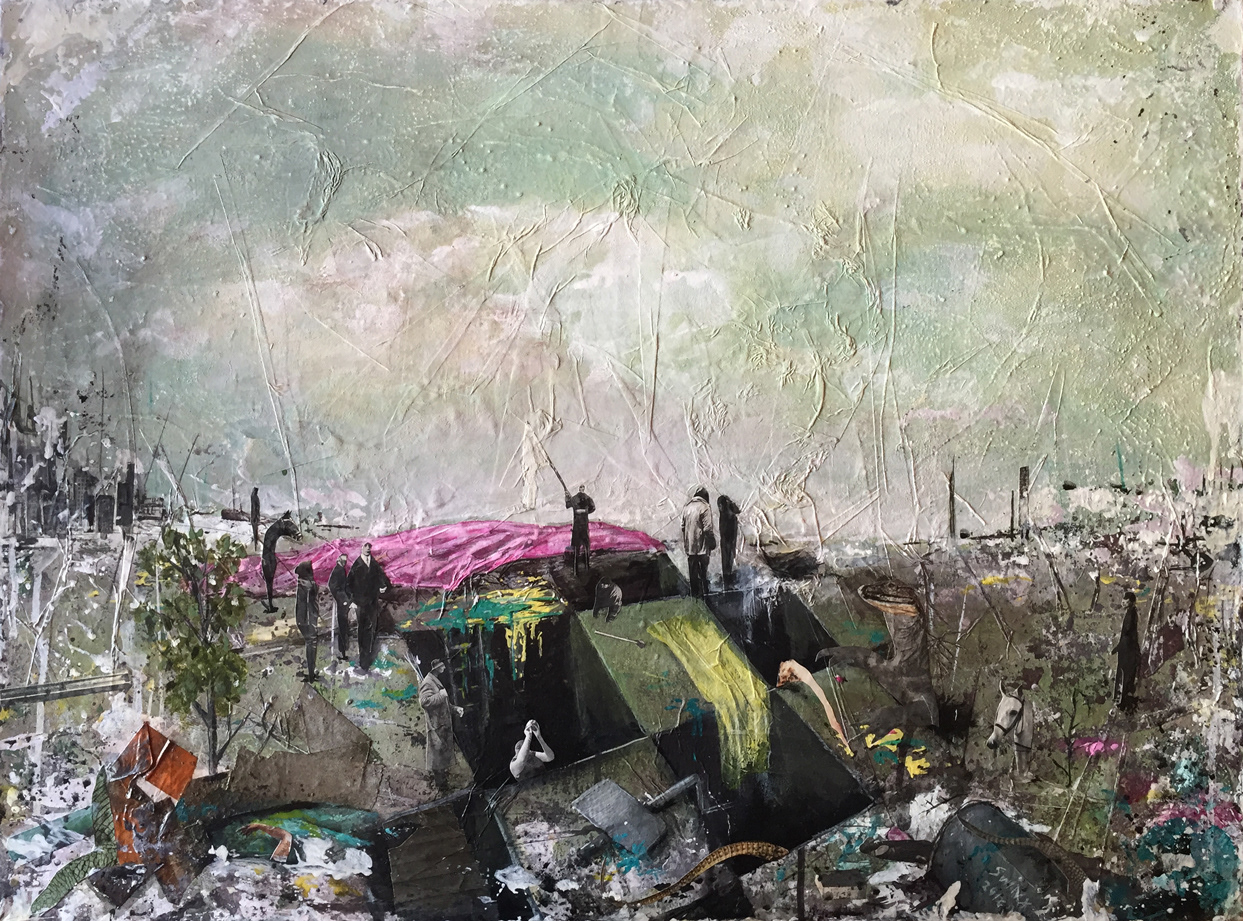 die große versöhnung, 70x50, Acryl, Papier auf Leinwand 1200,–