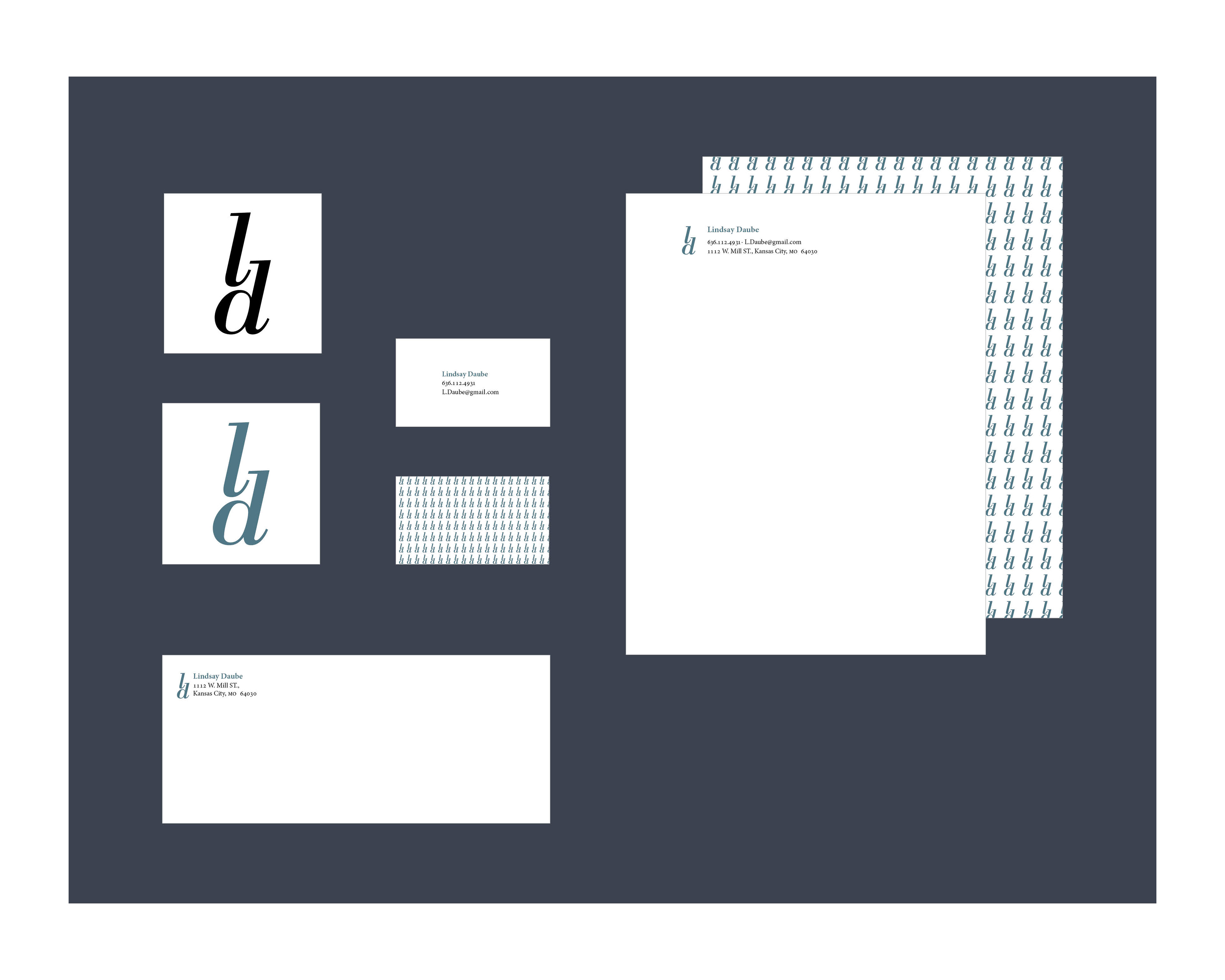 Logo and Letterhead system created for the client, Lindsay Daube.